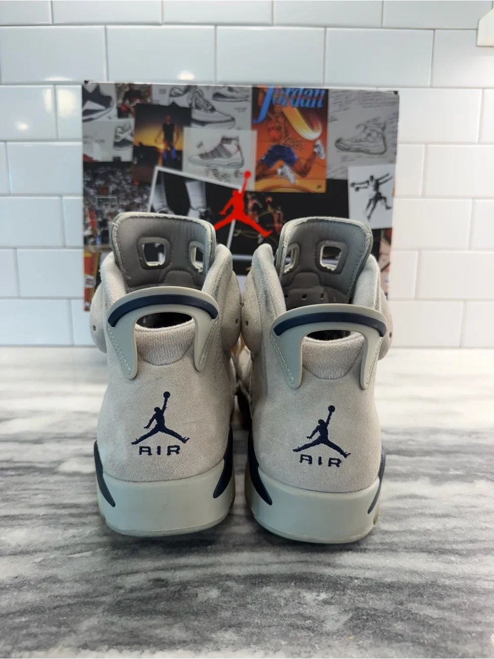 Air Jordan 6 Men's Suede High-Top Sneakers in Light Grey